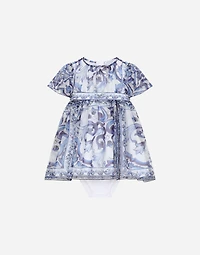 Majolica-print chiffon midi dress