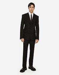 Stretch wool jacquard pants with DG logo