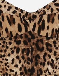 Leopard-print charmeuse bustier top