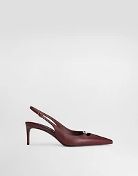 Silk-effect nappa leather slingback