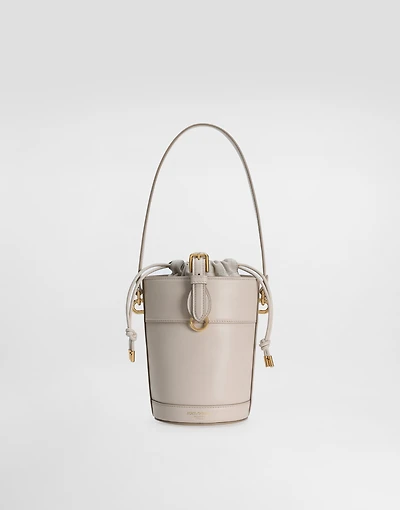 Capri bucket bag in calfskin and canvas