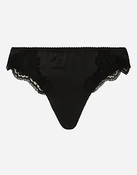 Satin thong with lace