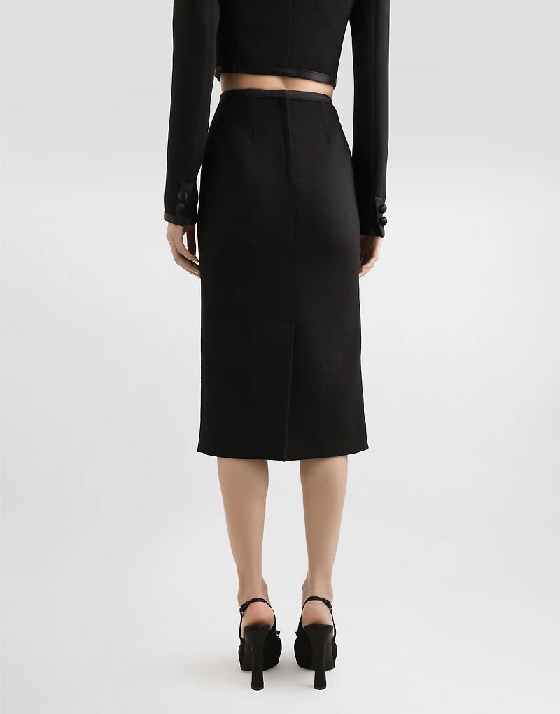Wool crepe calf-length pencil dress
