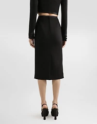 Wool crepe calf-length pencil dress