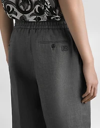 Washed linen canvas jogging trousers