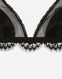 Satin, lace and tulle soft-cup triangle bra