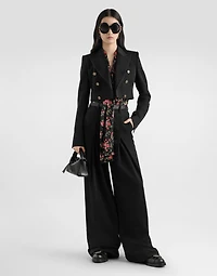 Small rose bouquet-print satin shirt