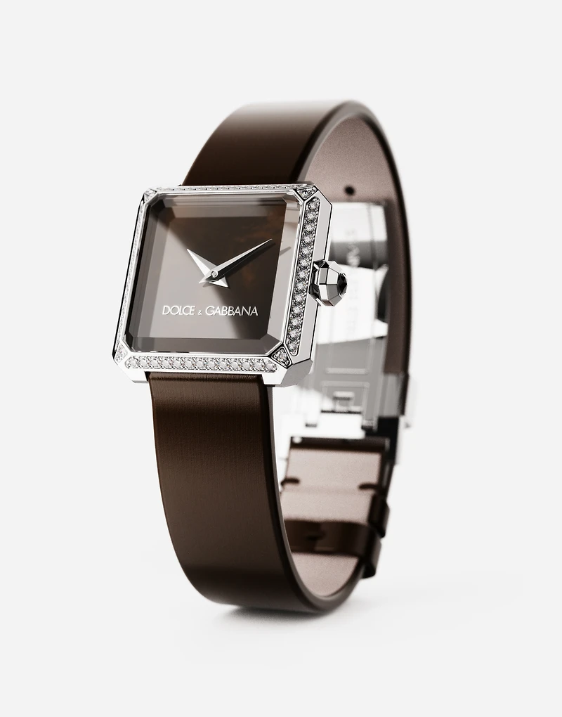 Sofia steel watch with colorless diamonds
