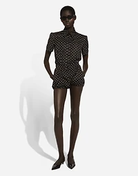 Cotton playsuit with polka-dot print