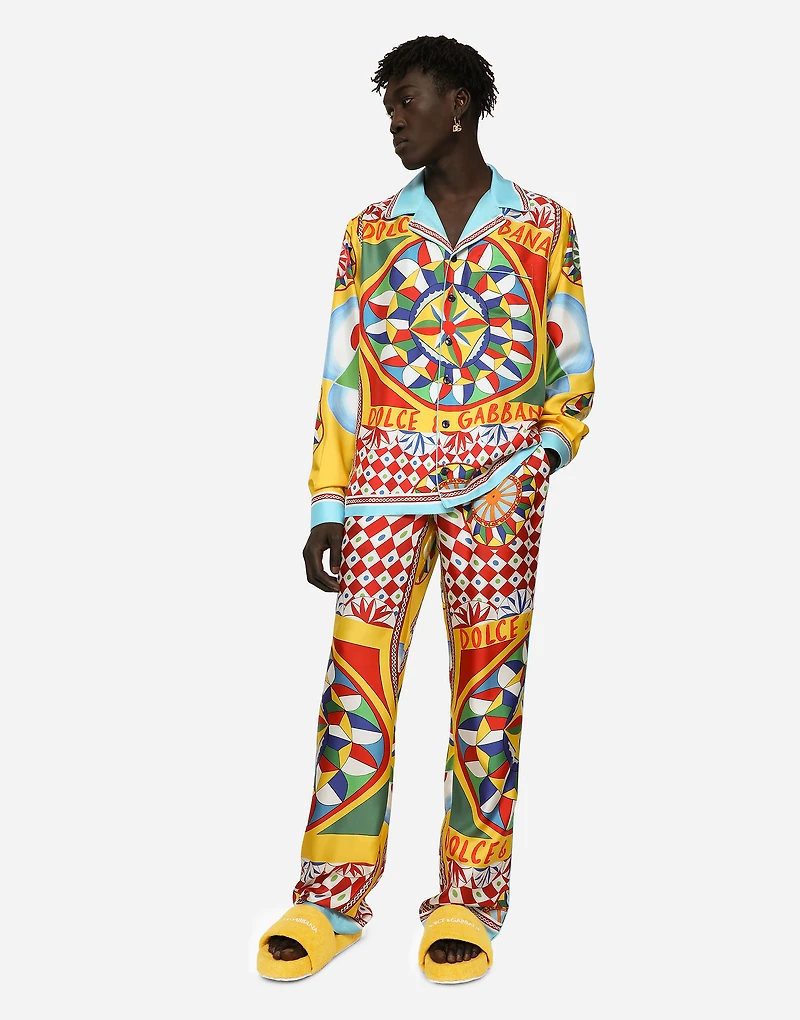 Carretto-print silk twill shirt