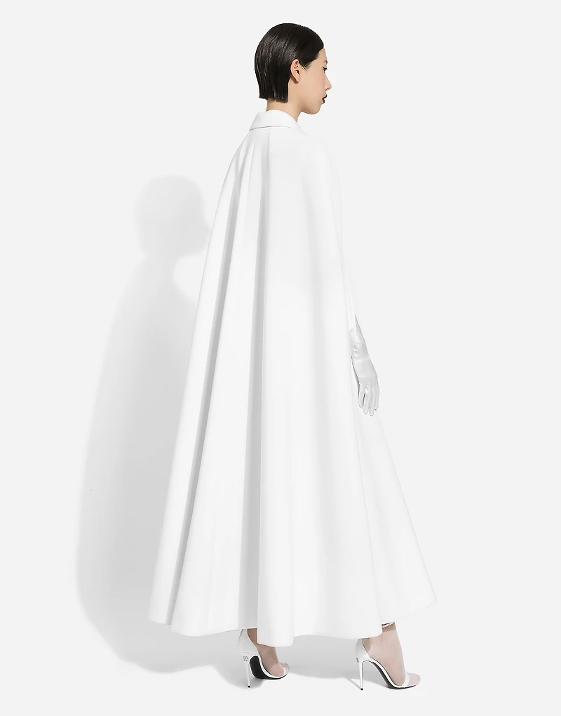 Double-breasted wool cape