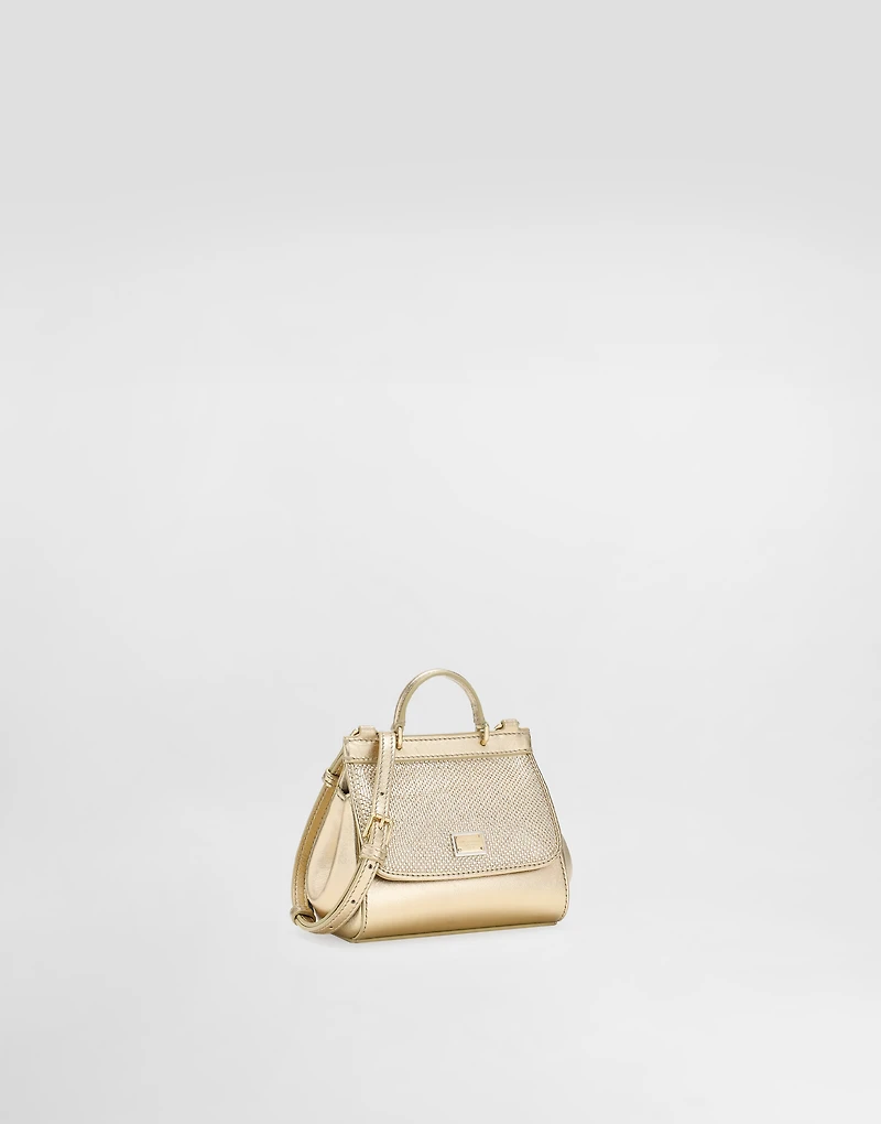 Mini Sicily bag in laminated nappa with rhinestone