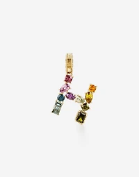 Charm H Lettering 18-carat yellow gold and multicolored gems