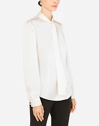 Satin shirt with pearl buttons DG logo