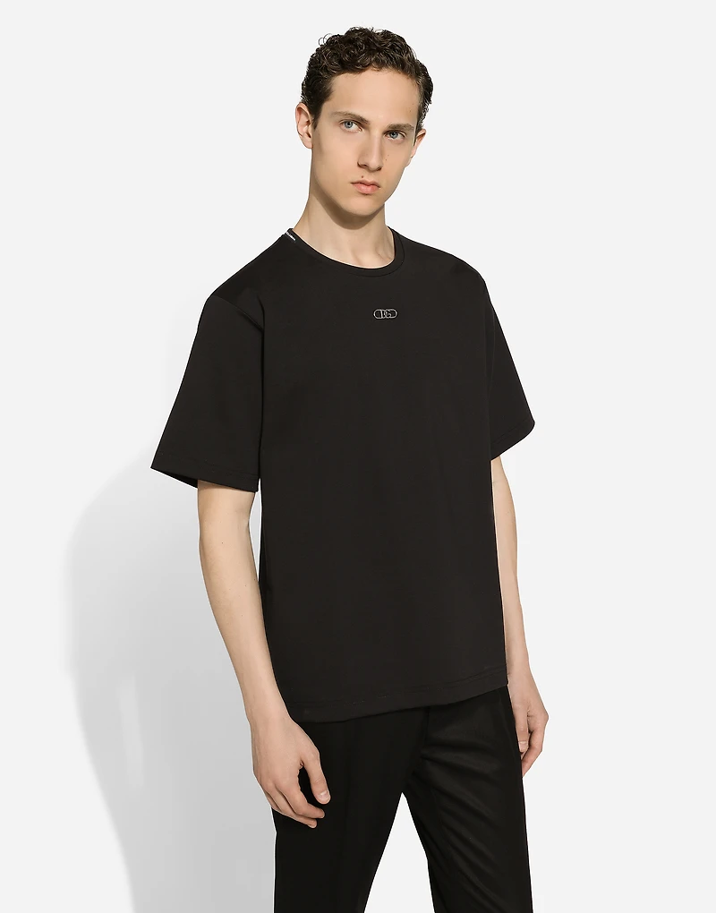 Cotton T-shirt with metal logo