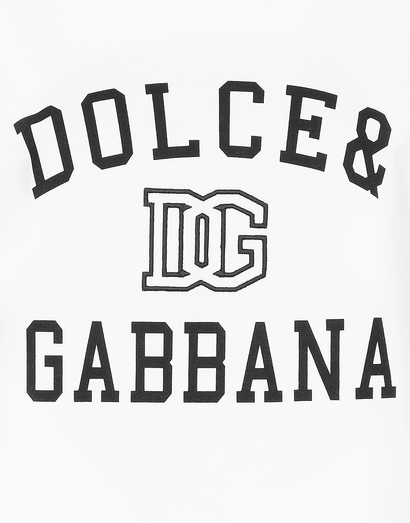 Jersey T-shirt with Dolce&Gabbana logo embroidery and lettering