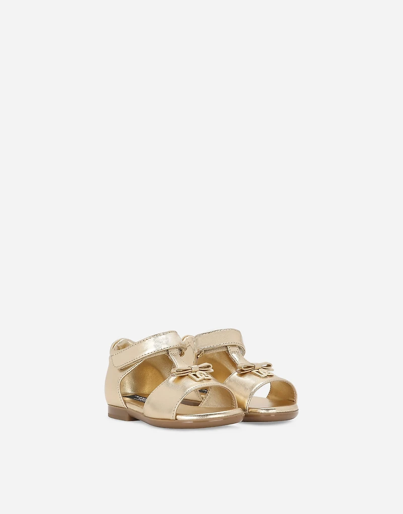 Foiled leather First Steps sandals