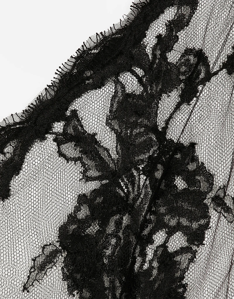 Chantilly lace one-shoulder blouse