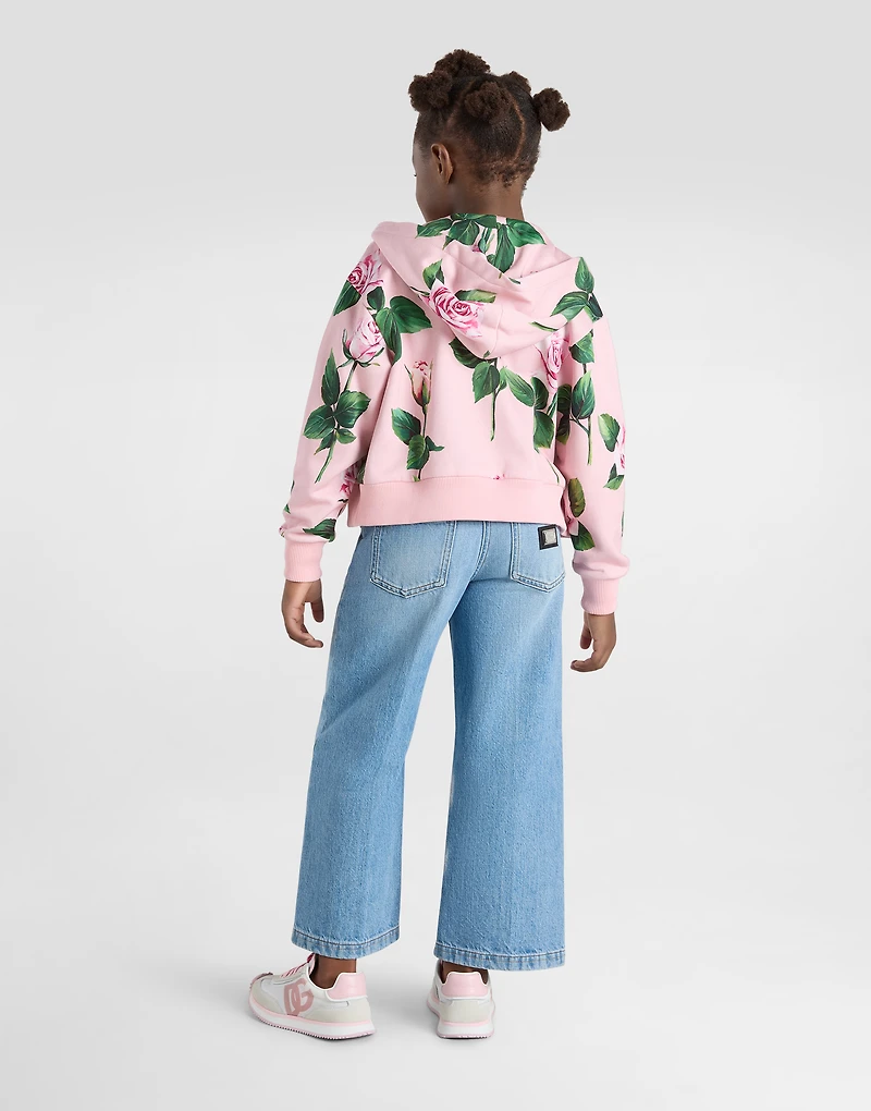 Hoodie with rose print