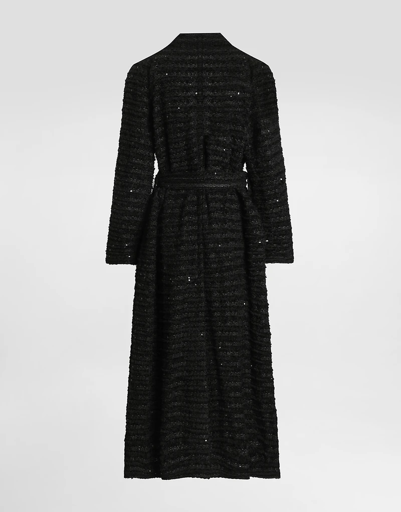 Tweed coat with micro-sequin embellishment