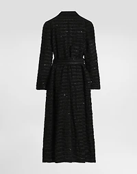 Tweed coat with micro-sequin embellishment