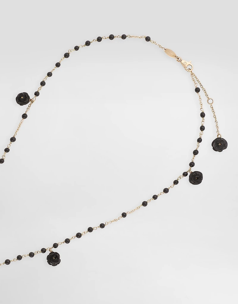  Sicily Rosary Necklace
 18-carat yellow gold, black sapphires and black jade