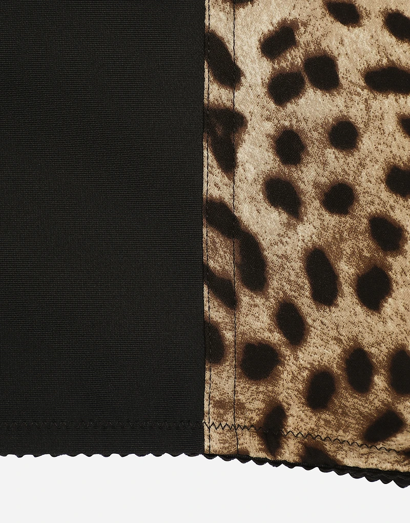 Leopard-print charmeuse bustier top