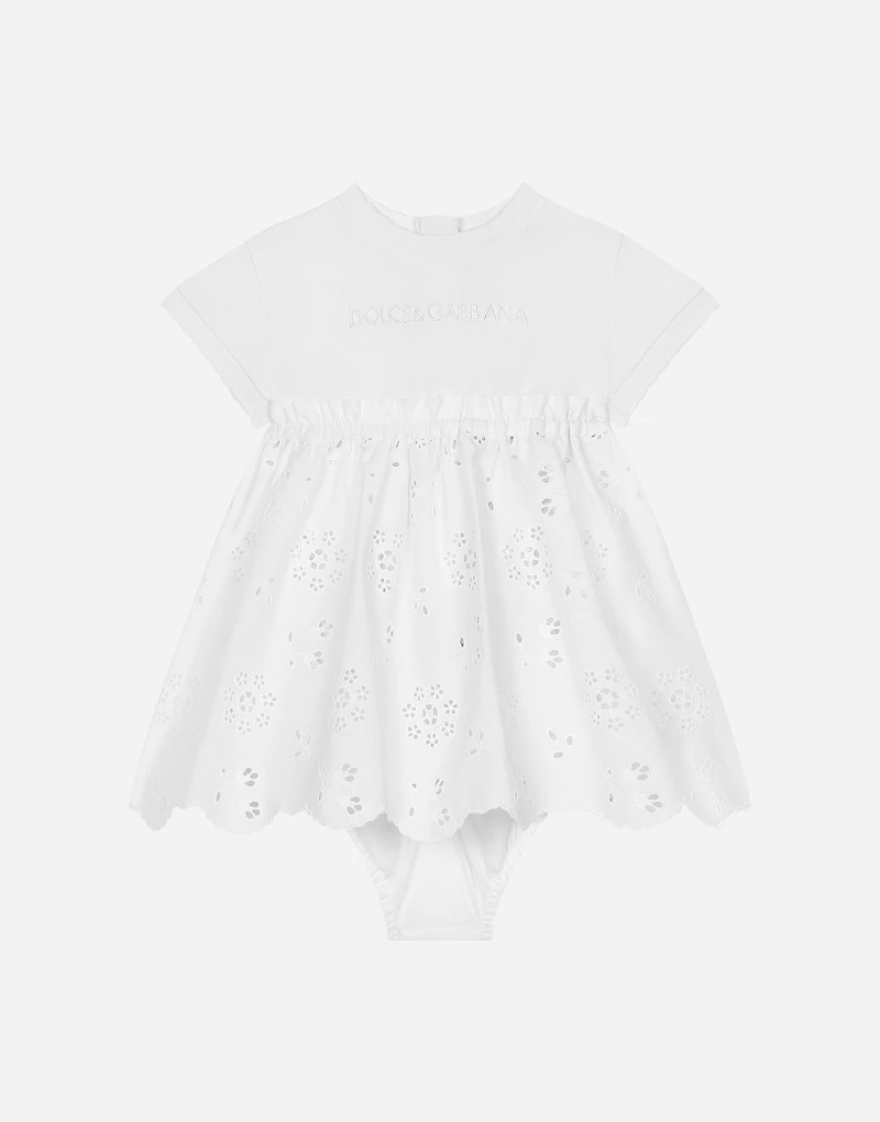 Jersey and poplin dress with Dolce&Gabbana logo