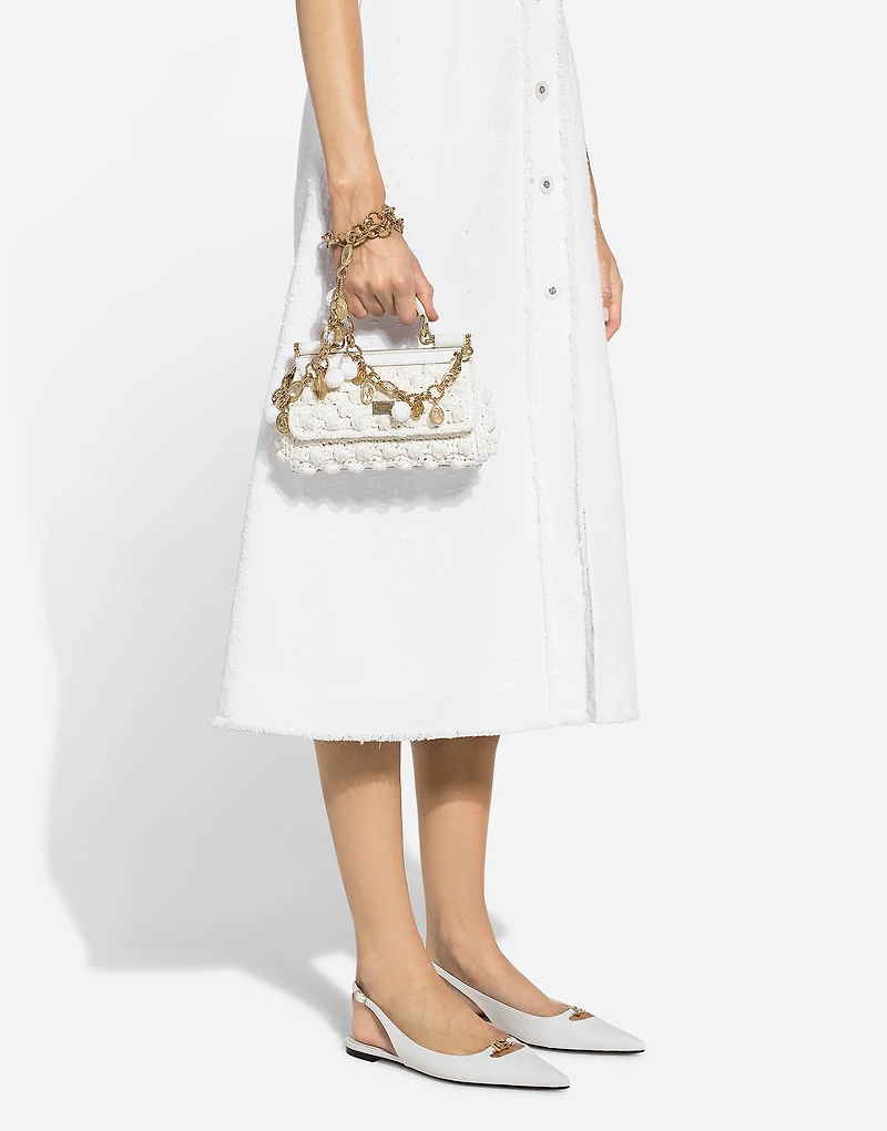 Cotton raschel tweed calf-length dress