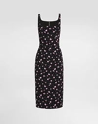 Carnations-print sheath dress