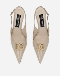 Polished calfskin slingbacks