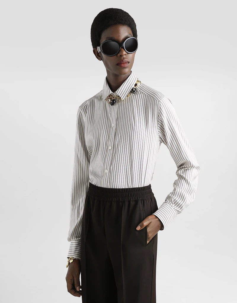 Silk shirt with striped print