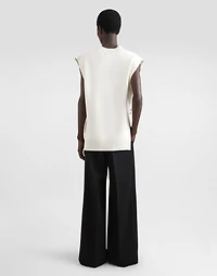 Wool V-neck vest with bejeweled buttons and DG embroidery