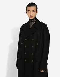 Long wool military-style coat