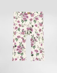 Violets-print ribbed trousers