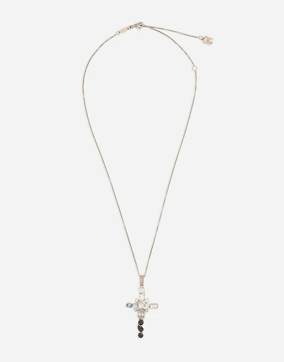 Rainbow Monochrome Pendant 18-carat white gold, colorless topazes and gray and black spinels