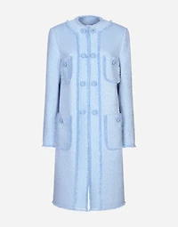 Single-breasted raschel tweed coat