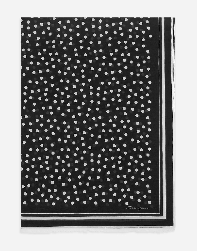 Polka-dot modal and cashmere scarf