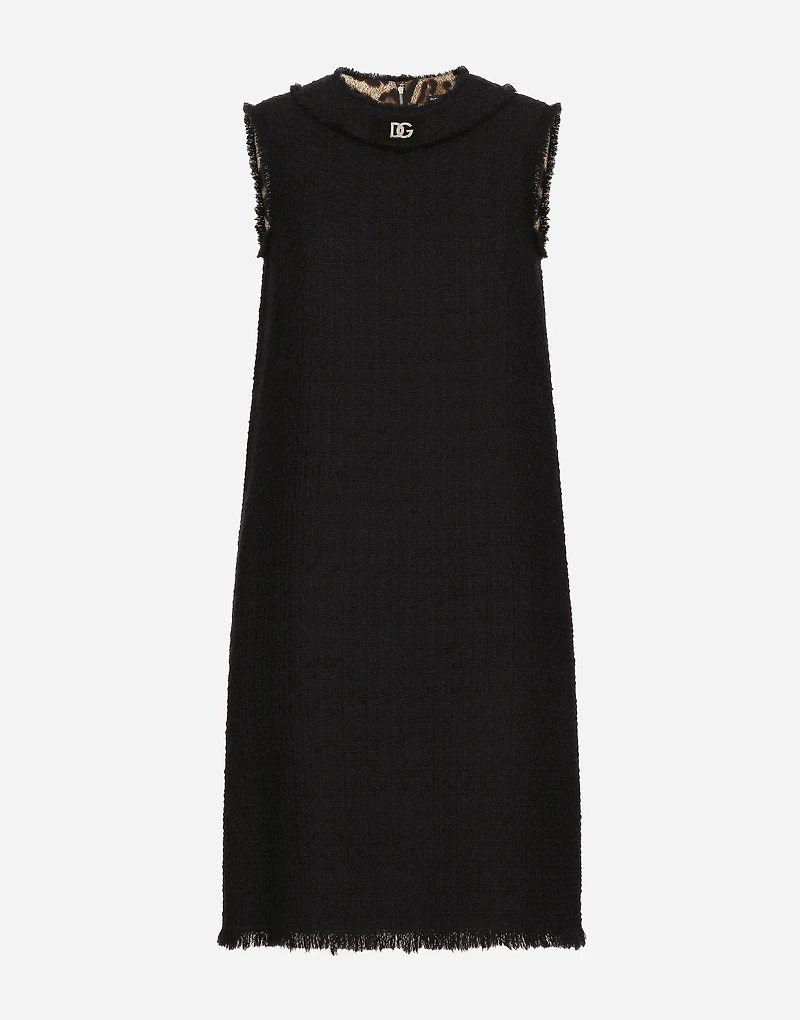 Raschel tweed calf-length dress with DG logo