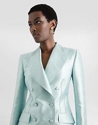 Double-breasted jacket shantung silk
