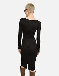 Milano rib calf-length dress with DG logo