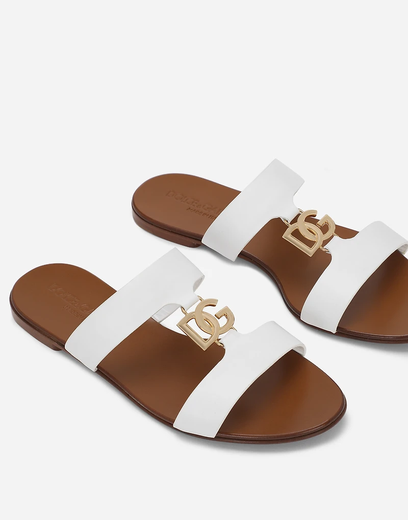 Calfskin sliders with DG logo
