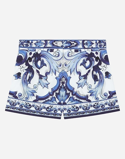 Majolica-print poplin shorts
