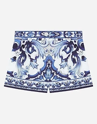 Majolica-print poplin shorts