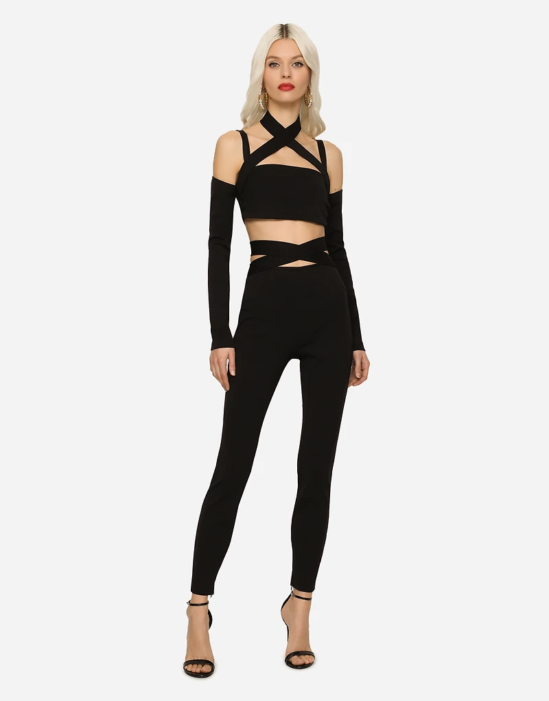 Viscose pants with strap detail