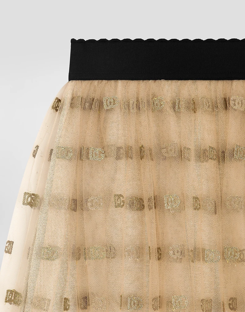 Lamé jersey and tulle skirt