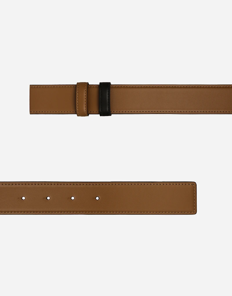 Reversible calfskin belt strap