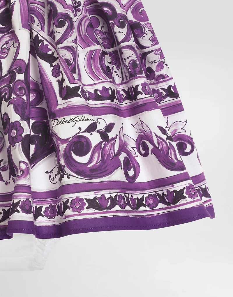 Majolica-print jersey and poplin dress