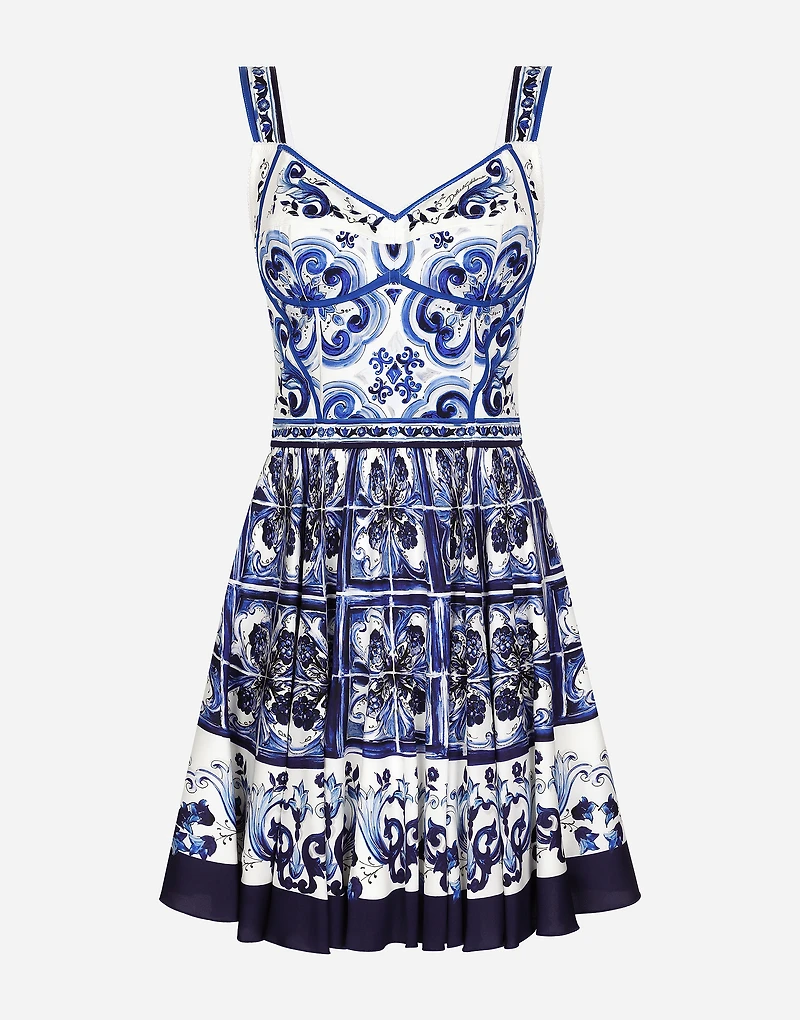 Short majolica print dress