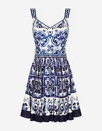 Short majolica print dress